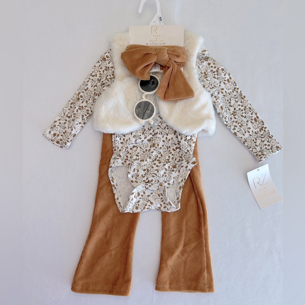 Rachel Zoe Baby 18M 5 Piece Set Vest Bodysuit Pant Headband Sunglasses. NWT